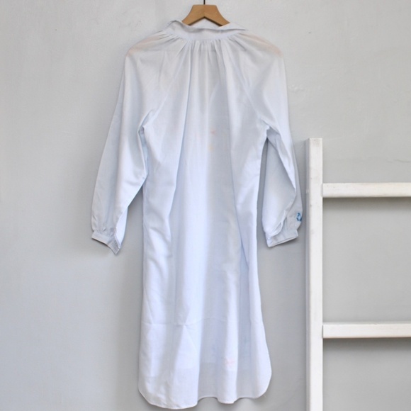 Natori Neiman Marcus Vintage Blue Floral Embroidery Midi Nightgown Size Small​ - Picture 2 of 10